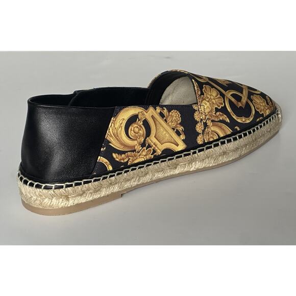 VERSACE Barocco Print Gold/Black Canvas Espadrilles 11.5 US 1014774 NIB $700 - Picture 5 of 16